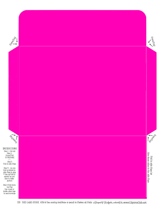 Hot Pink Envelope Fits My Regular Greeting Cards 4X6 Envelope - DIY Printable
