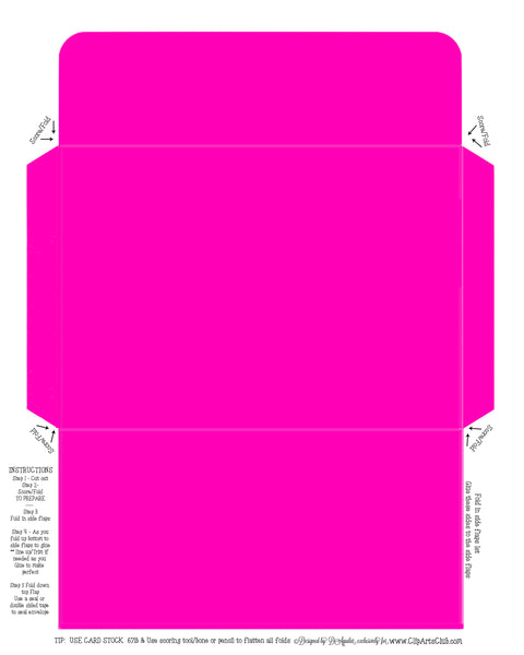 Hot Pink Envelope Fits My Regular Greeting Cards 4X6 Envelope - DIY Printable