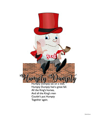 Humpy Dumpty Red Top Hat 8x10 Nursery Print