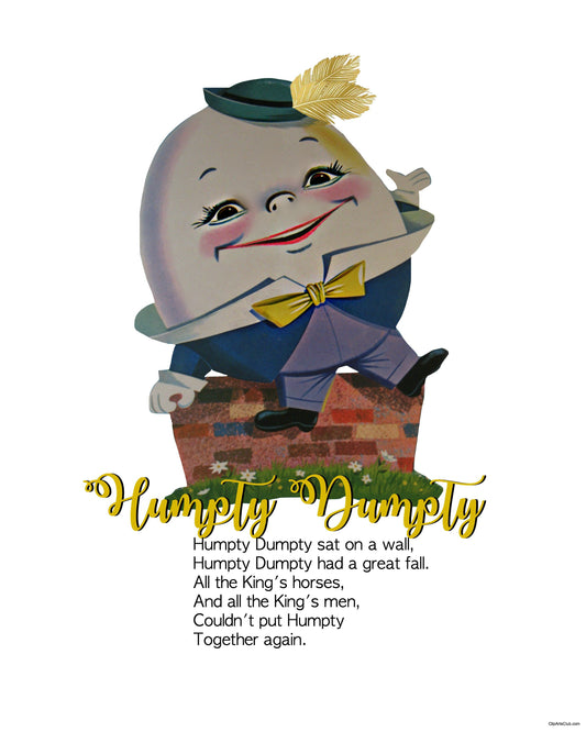Humpty Dumpty Sat on a Wall 8x10 Nursery Print