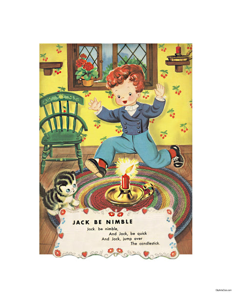 Jack Be Nimble Jack Be Quick 8x10 Nursery Rhyme Print