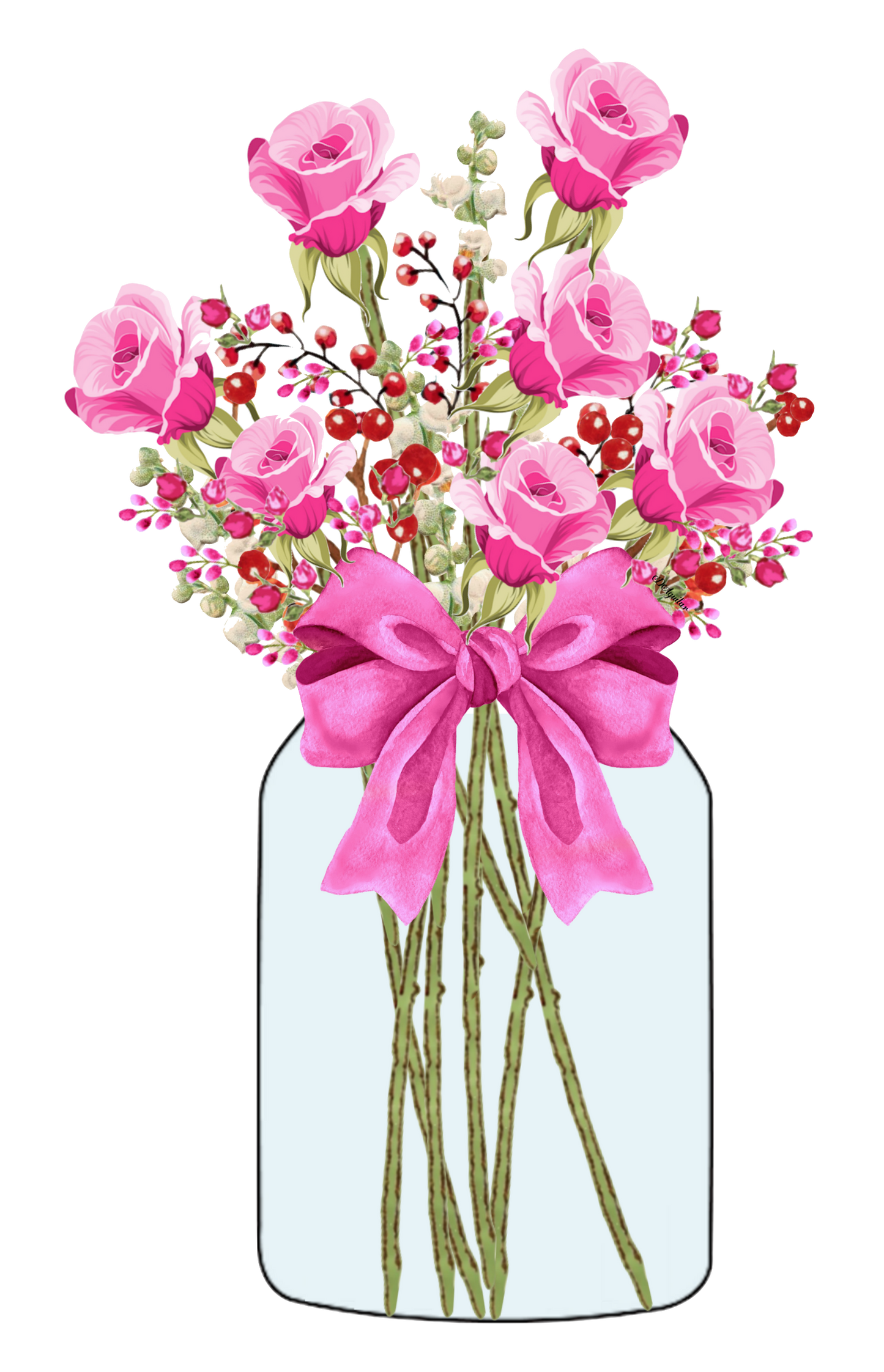 Beautiful Pink Roses in a Jar