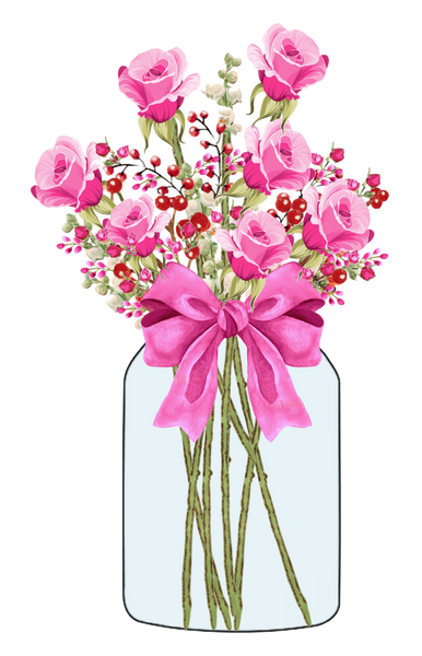 Beautiful Pink Roses in a Jar