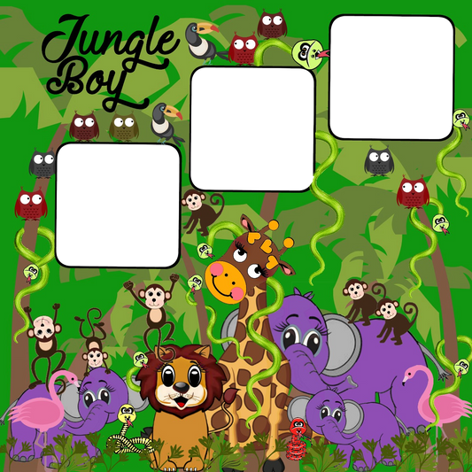 Jungle Boy Scrapbook Page With Photo Windows 12x12