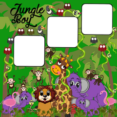 Jungle Boy Scrapbook Page With Photo Windows 12x12