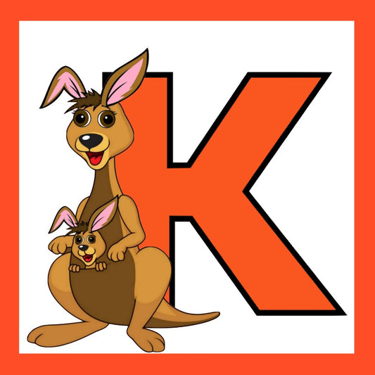 K - Kangaroo - alphabet Square