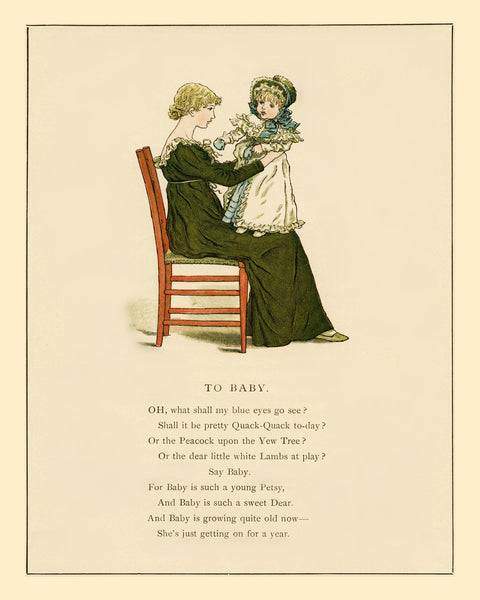 8X10 Baby Poem By Kate Greenaway 1800's Print