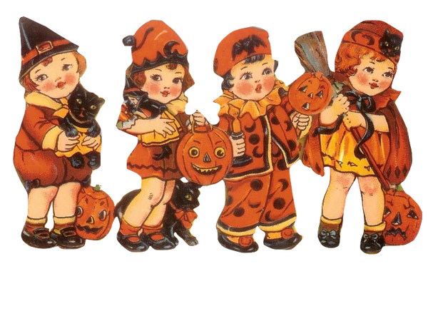 Halloween Vintage kids Trick or Treating in Costume
