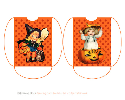 Halloween Card Pockets Set - Cute Adorable Halloween Kids Craft Printable
