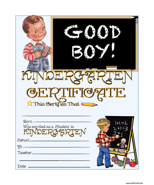 Boys Kindergarten Certificate to Personalize