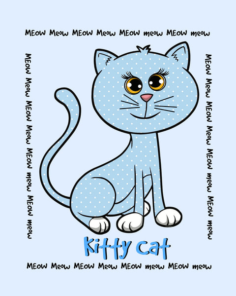 Blue polkadot Kitty Cat on Blue Print 8X10 Ready To Frame!