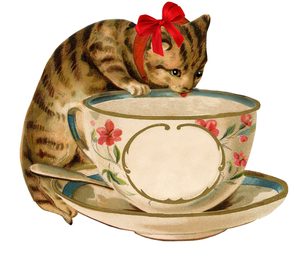 Vintage Kitty Sipping Milk from A Teacup - Personalize This