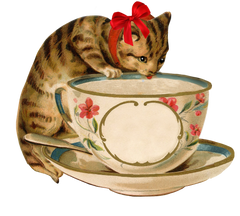 Vintage Kitty Sipping Milk from A Teacup - Personalize This