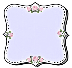 Beautiful Lavender Label Set with little pink roses & stitched outline