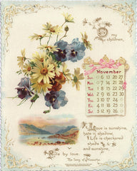 1898 Longfellow Beautiful Calendar - 12 Pages of Ephemera