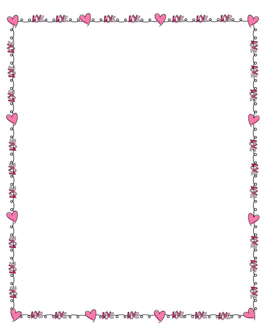 Love & Pink Hearts Background- Page 8X10 "White"