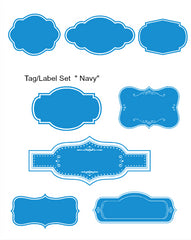 Tags & Labels Set  - Bright Blue - All Shapes - Personalize & Add Clip Art
