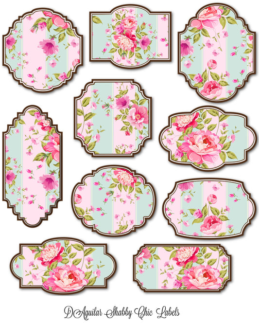 Beautiful Label Set in Deb's Shabby Chic Pink Roses