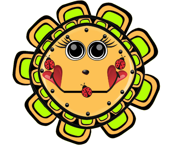 9 Ladybug Flower Faces Bundle - 9 different color png images