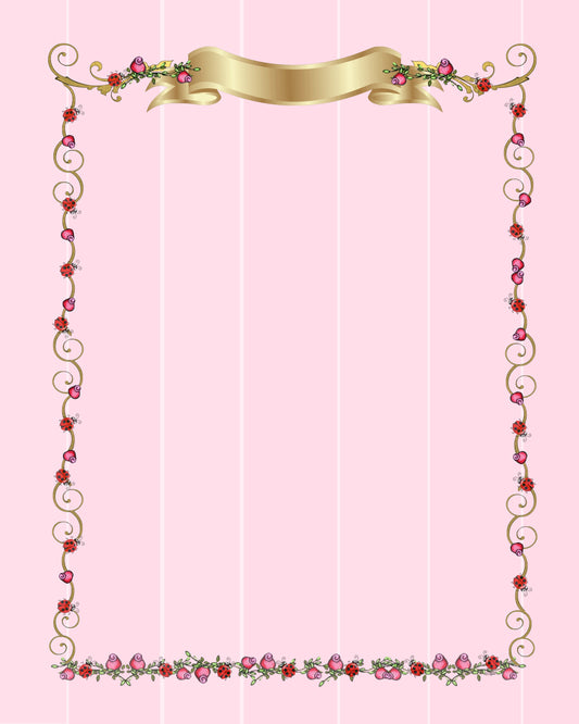 Ladybugs & Roses Pink Letterhead Printable 8X10