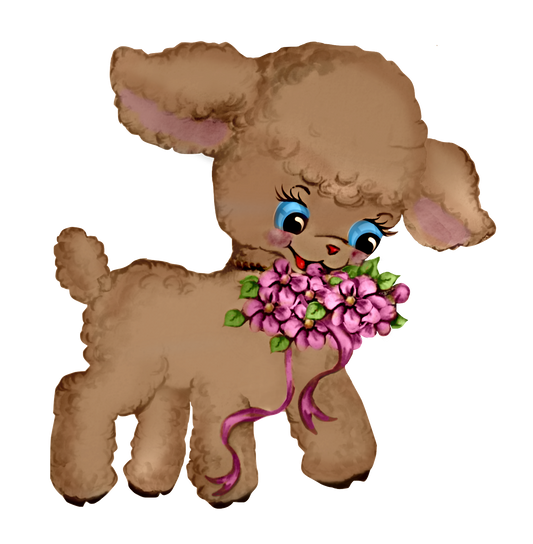 Brown Lamb With Pink Flowers