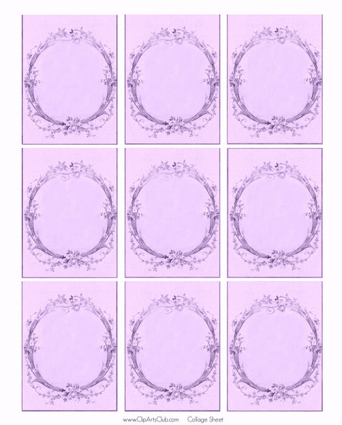 Lavender Blank Wreath Collage Sheet Printable - Background