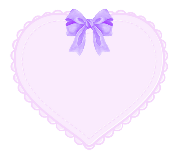 Light Lavender  Eyelet Heart With Large Watercolor Ribbon