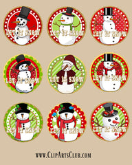 "Let it Snow"  Adorable Snowmen Labels - 9 different Labels  - Christmas Printable