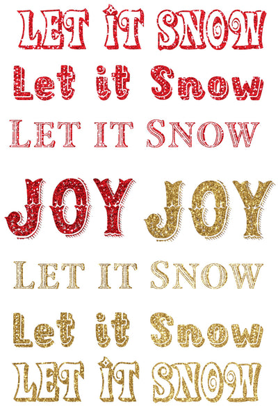 Let It Snow & Joy Glitter Words - Printable