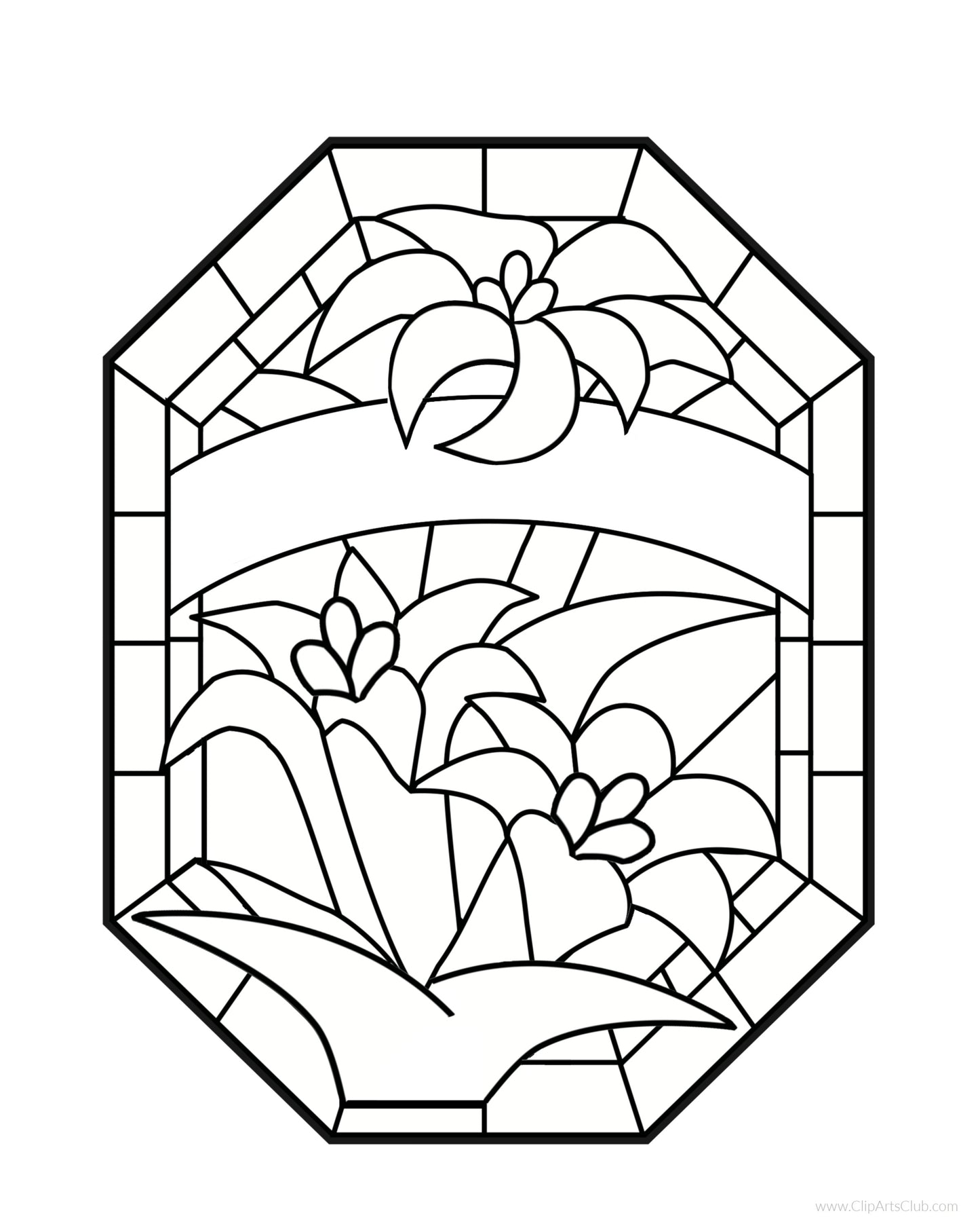 Blank Stained Glass Lillies To Personalize Printable To Color