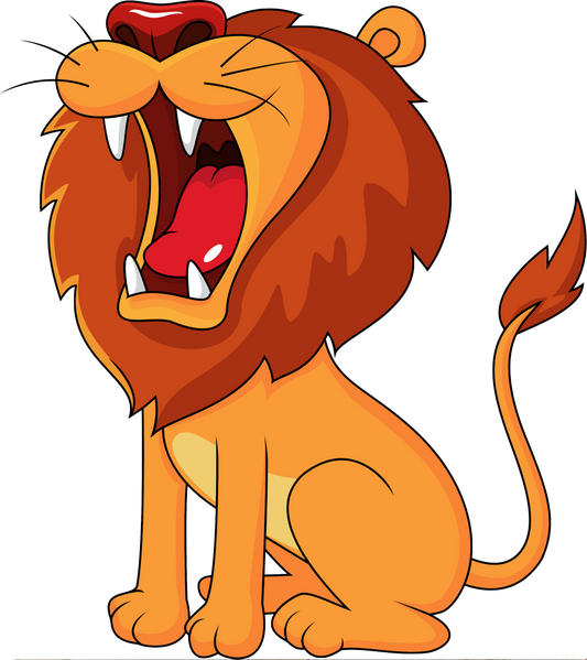 Lion Roars Cute Cartoon Lion