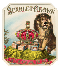 GOLD "Scarlet Crown" Cigar Label - Vintage Lion PNG