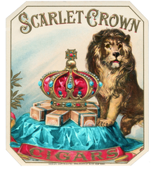TURQUOISE "Scarlet Crown" Cigar Label - Vintage Lion PNG