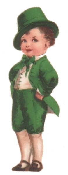 Little Irish Boy dressed in green - Vintage little boy - St. Patricks Day