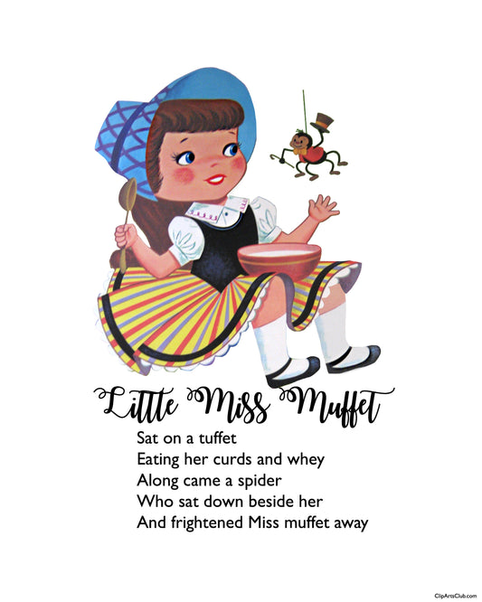 Little Miss Muffet Sat on Her Tuffet 8x10 Print