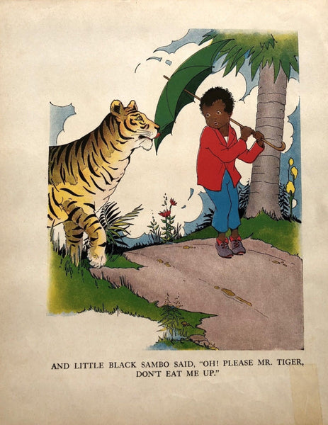 Little Black Sambo Meets The Tiger - Please Don't Eat me Vintage Ephemera