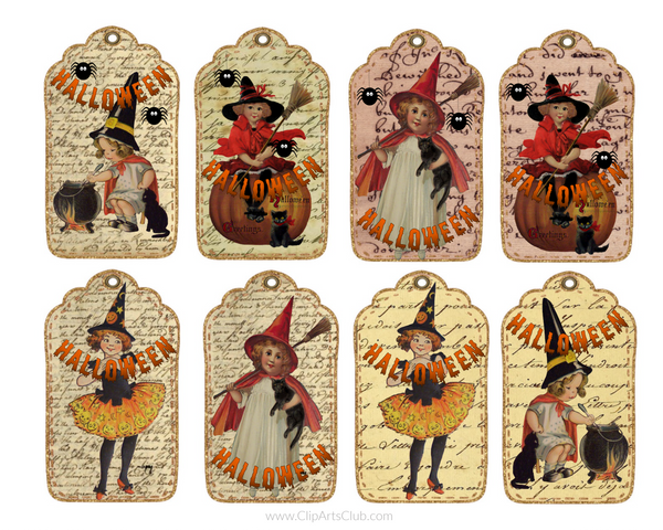 Halloween Little Witch Tags Printable