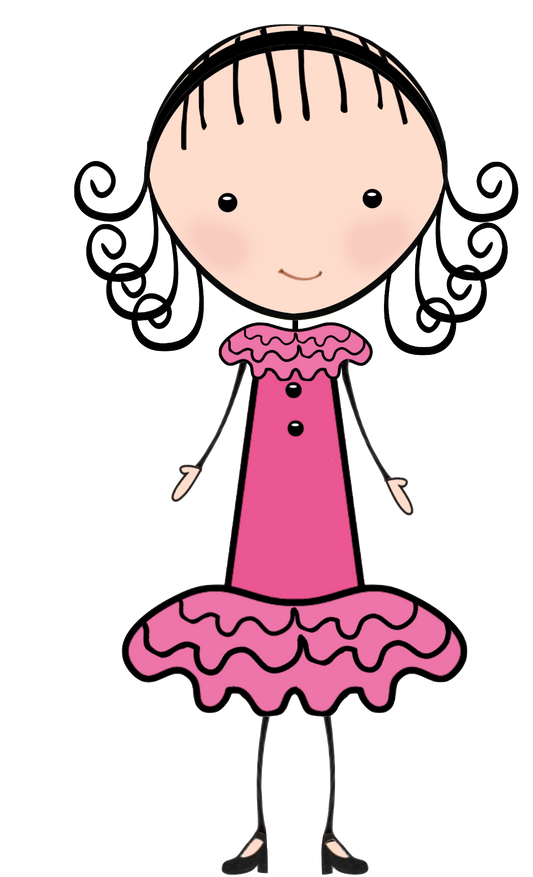 Lola Stick Figure Girl in a Pink Dress