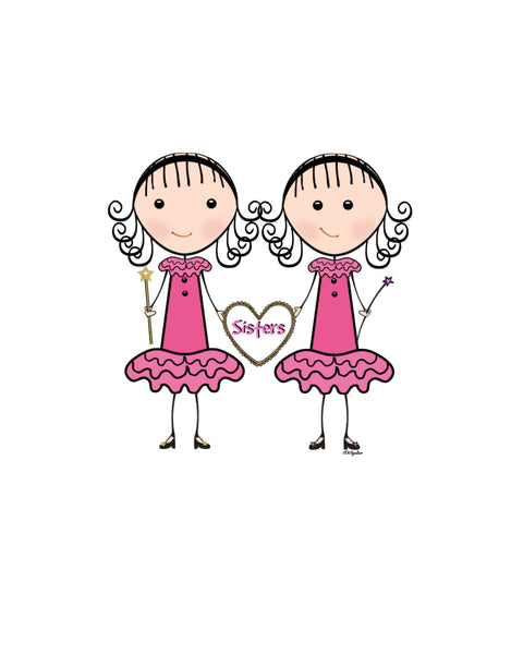 Lola & Lulu Stick Figure Sisters 8x10 Print