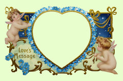 Loves Message Vintage Heart with Cherubs - Green