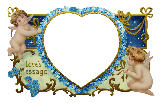 Loves Message - PNG  Vintage Cherubs Heart