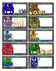 You are LOVED! Kids lunchbox note cards with adorable monsters for Boys
