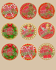 Merry Christmas  Labels Collage Page #1 - Gold Gltter Red & Greens