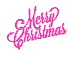 Merry Christmas Words in Pink set of 3 - 3 Separate Images