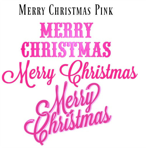 Merry Christmas Words in Pink set of 3 - 3 Separate Images