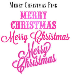 Merry Christmas Words in Pink set of 3 - 3 Separate Images
