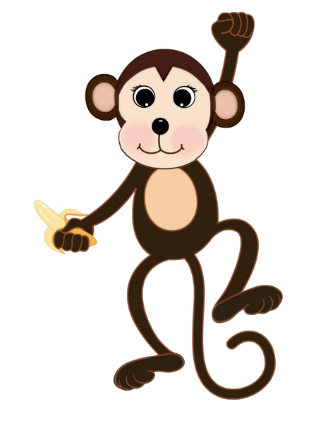 Monkey Boy Hanging with Banana - PNG Clip Art