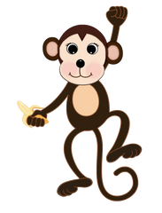 Monkey Boy Hanging with Banana - PNG Clip Art