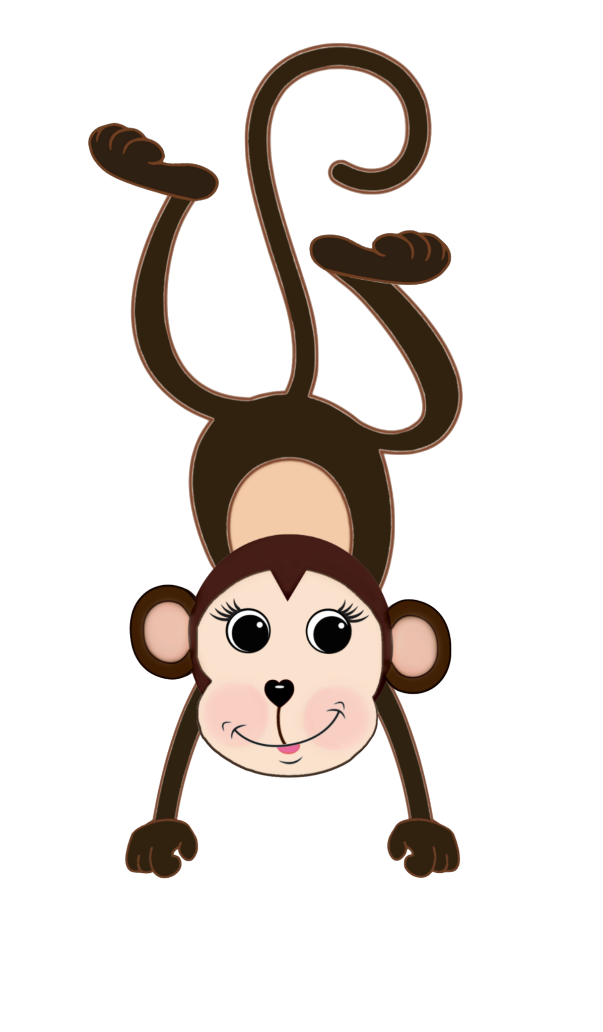 Monkey Girl Hanging by Tail - PNG Clip Art