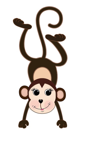 Monkey Girl Hanging by Tail - PNG Clip Art